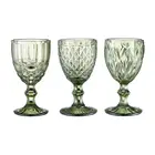 Goblet Embossed Black Blue Pink Green Vintage Wine Glasses Goblet