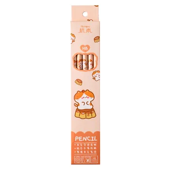 Korean ins style boxed pencils, 10 pieces, cute cartoon with built-in eraser, student writing and painting, HB pencil