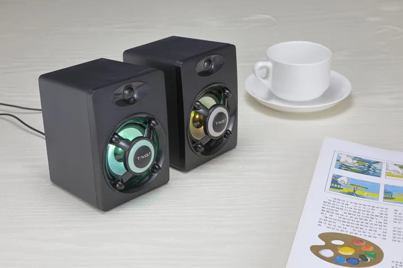 USB Speaker LED Rainbow Light Computer Gaming Speakers Lounder for Desktop Laptop Color Light Wireless Wired Pc Computer Speaker