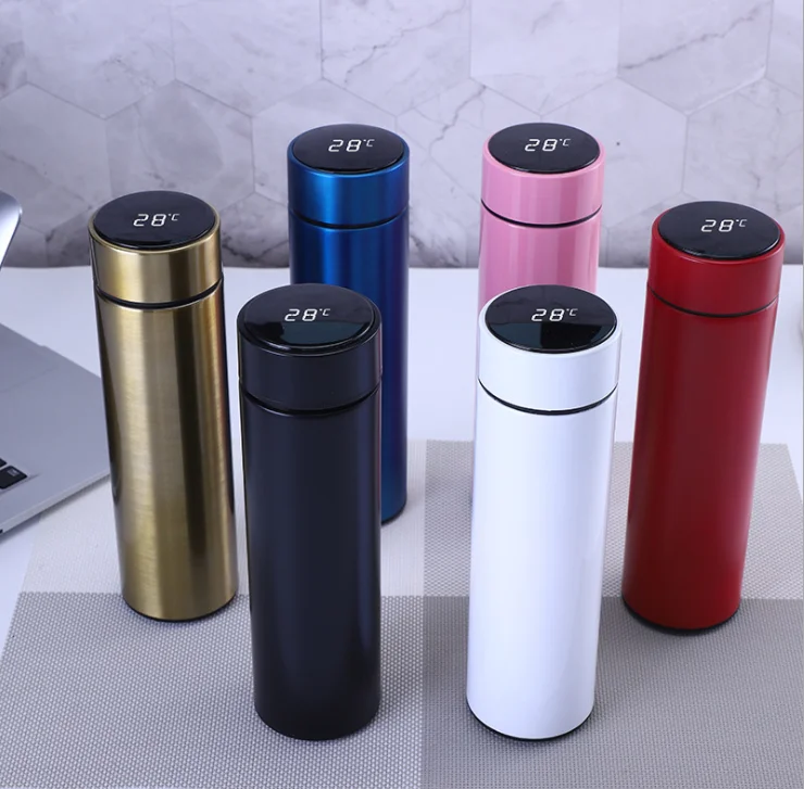 500ml custom smart stainless steel thermos bottle with LED temperature display lid Gift cup