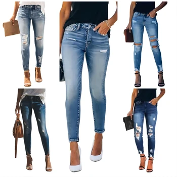 Factory wholesale 2025 new blue wide-legged flared pants fashion casual women's clothing