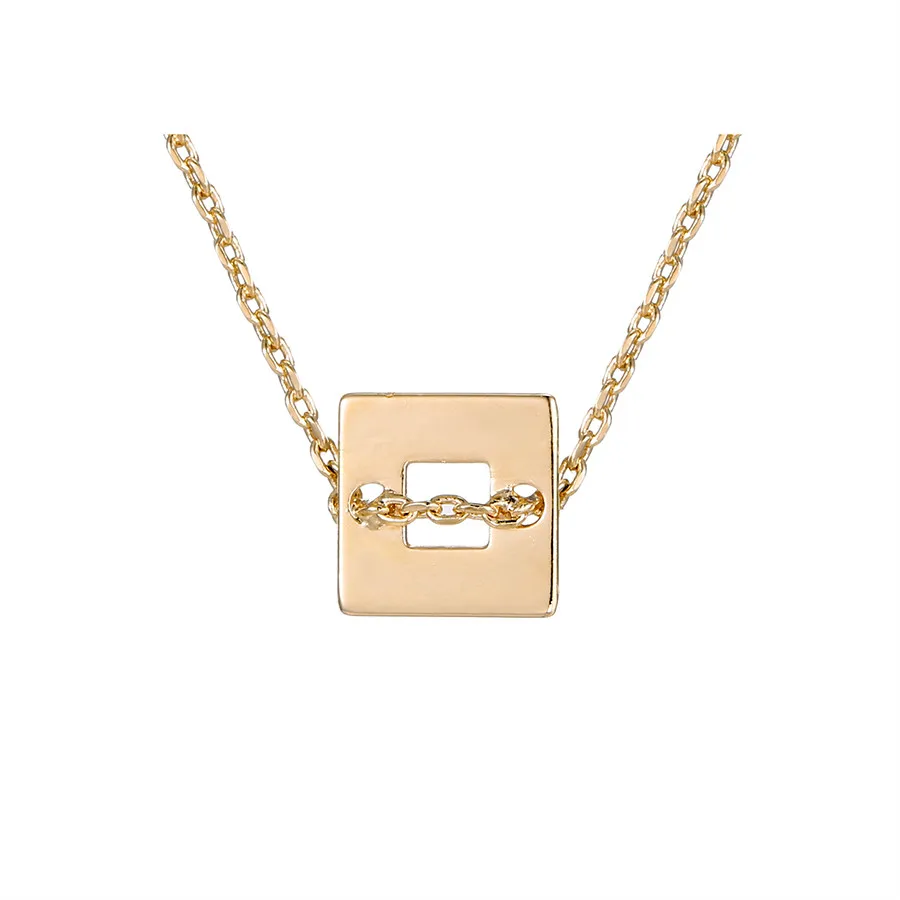 47042 Xuping Jewelry fashion personality new square 18K gold neutral versatile environmental copper pendant necklace