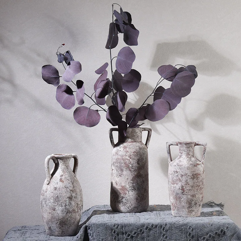 product best seller high end ceramic jar soft decoration living room retro ceramic jar vase for homestay flower arrangement625-11