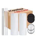 USA Warehouse Stocked Stainless Steel Double Wall Insulated 20oz White Straight Slim Sublimation Blanks Tumblers