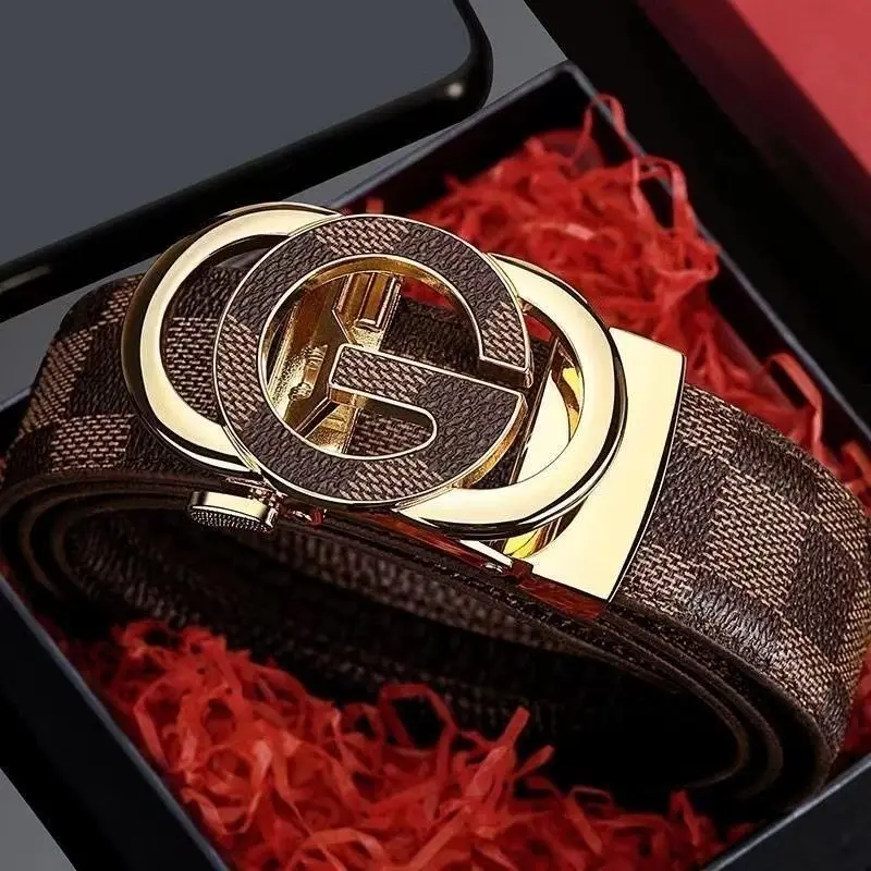 Wanshui Men's genuine leather belt business automatic buckle cowhide belt simple fashion waistband brand designer belt