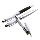 Pen Flash Business Advertising Gift Diamond Metal Pen USB Flash Drive With Phone Touched Stylus