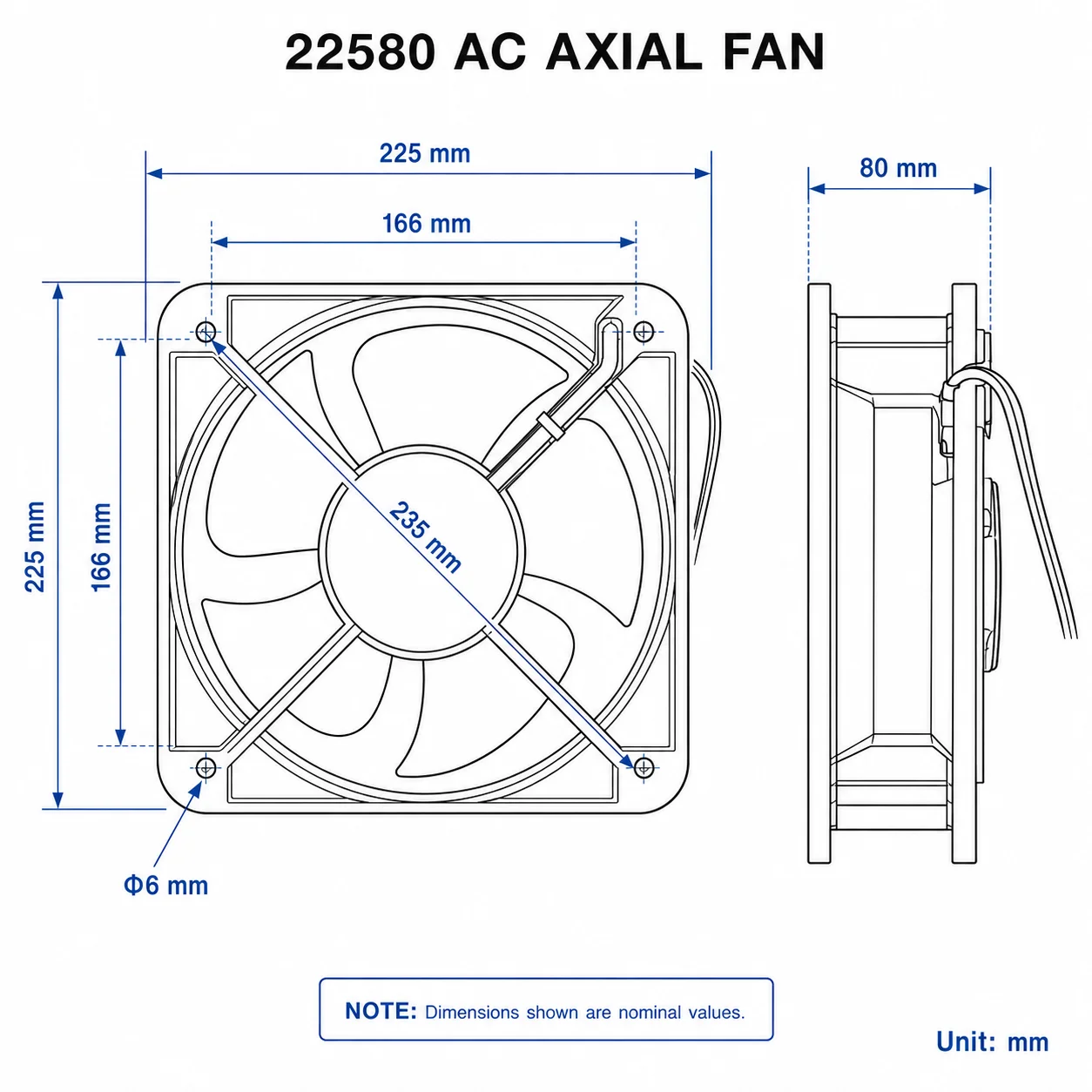 Axial Flow Cooling Fan, 20060mm, 2006FZY6-S, FORT, 220V - detail 8