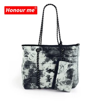 Latest tote bag fashion customization travelling bag unisex high quality tie dye stuffing high capacity female hand bags
