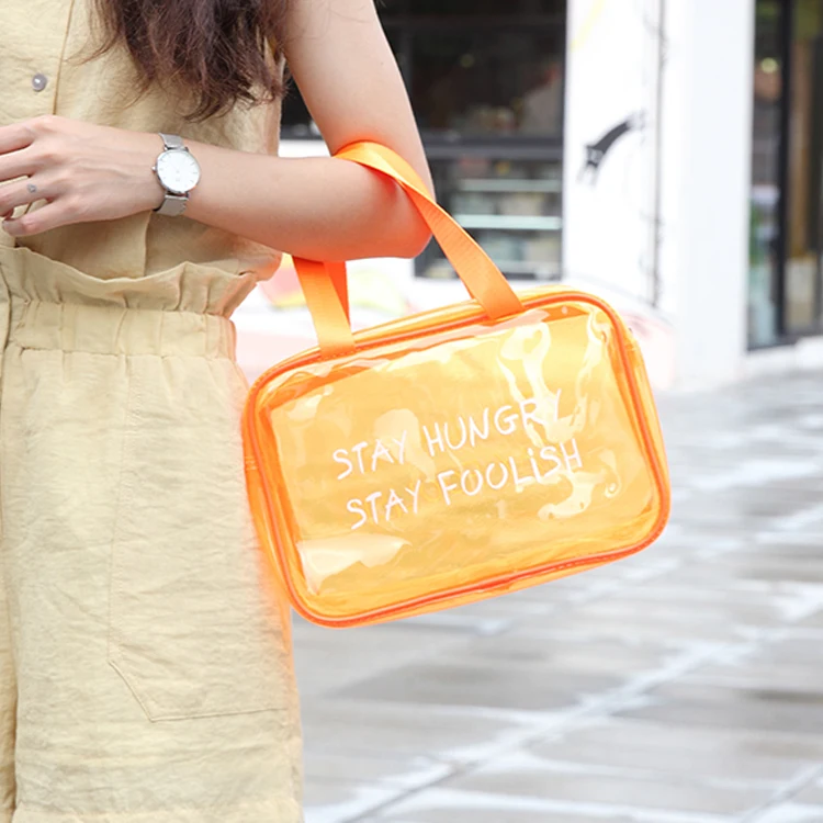 New Style Swimming Fitness Clear Transparent Toiletries Makeup Bag Waterproof Portable PVC Make up Cosmetic Bags for Wash Shower manufacture