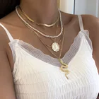 Snake Snake 2021 Trendy New Style Multi-layer Detachable Snake And Portrait Alloy Pendant Necklace