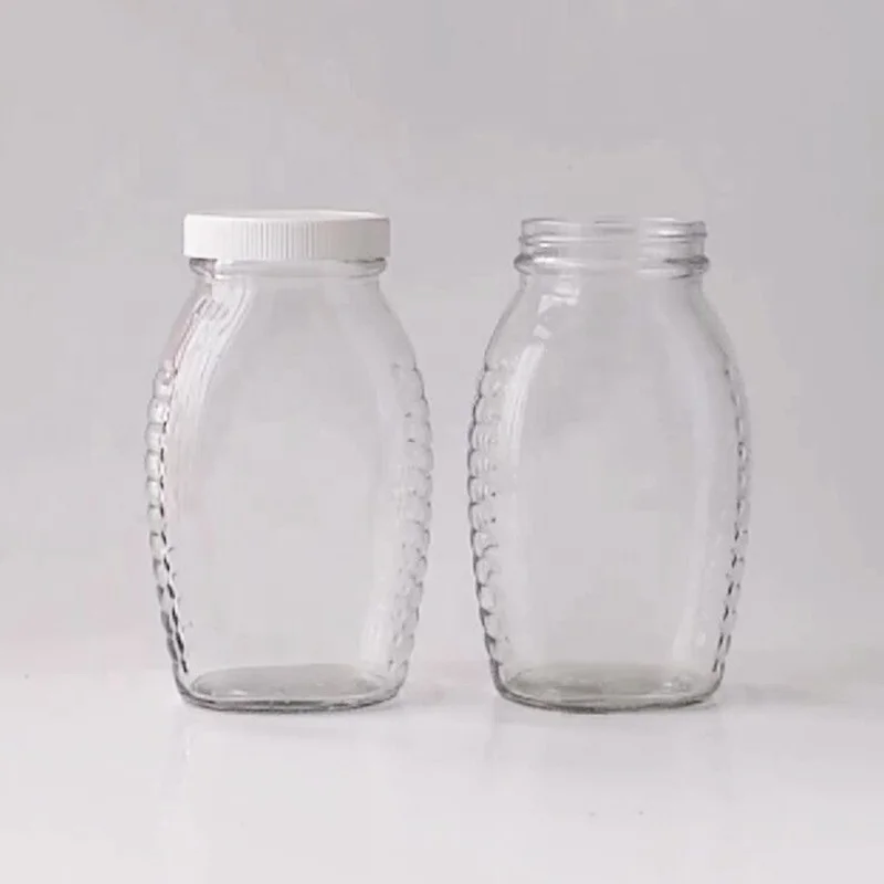 High Quality Traditional 330ml 11 oz Queenline Honey Jars Flat Shape Jam Jars With Metal Lids