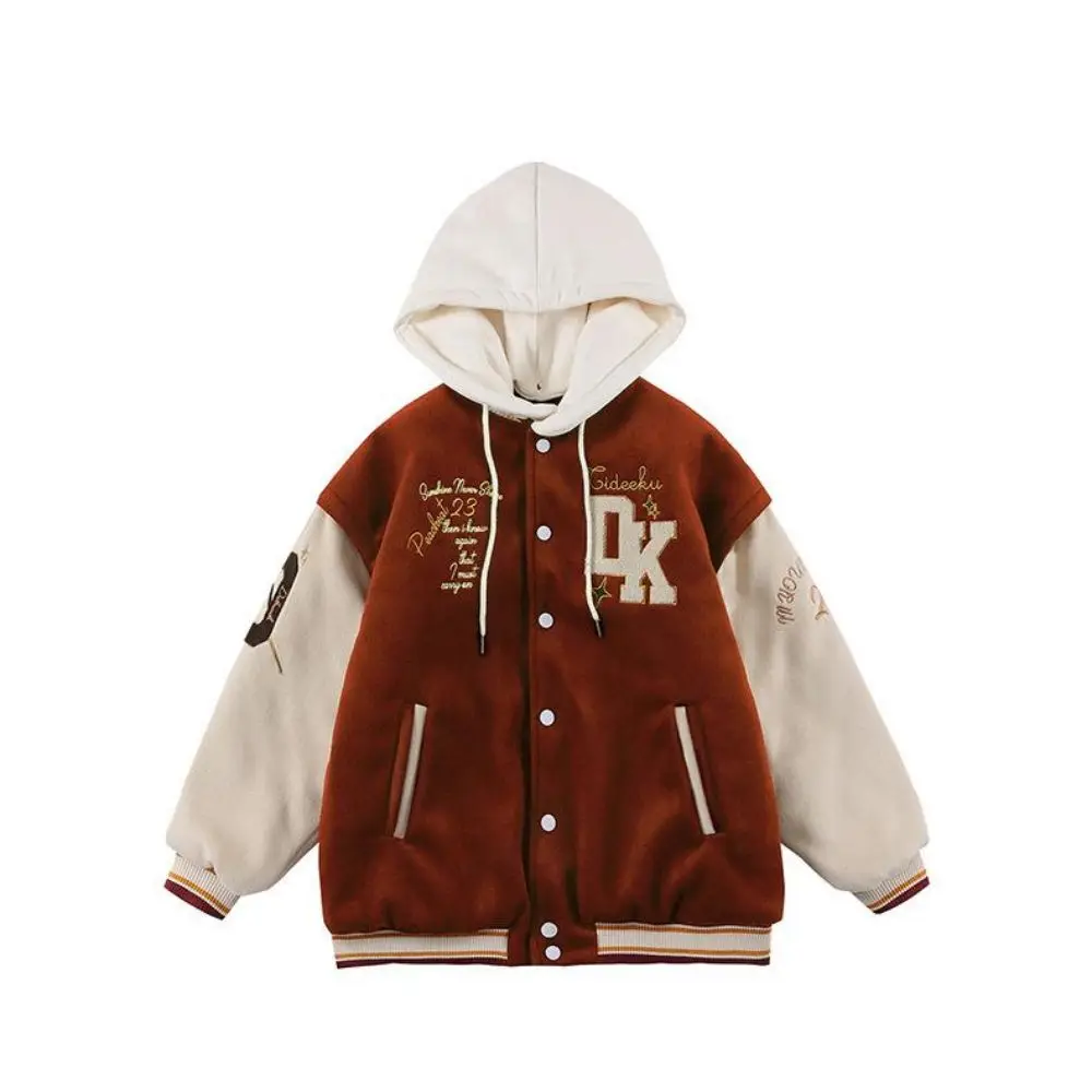 New Autumn and Winter Removable Hooded Baseball Jacket Fashion Couple Plush Thickened Men's  Jacket