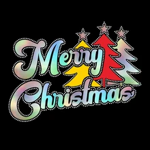 Printing Merry Christmas Silver Reflective Vinyl Transfer Hotfix Christmas Tree Rhinestone Designs for Clothing