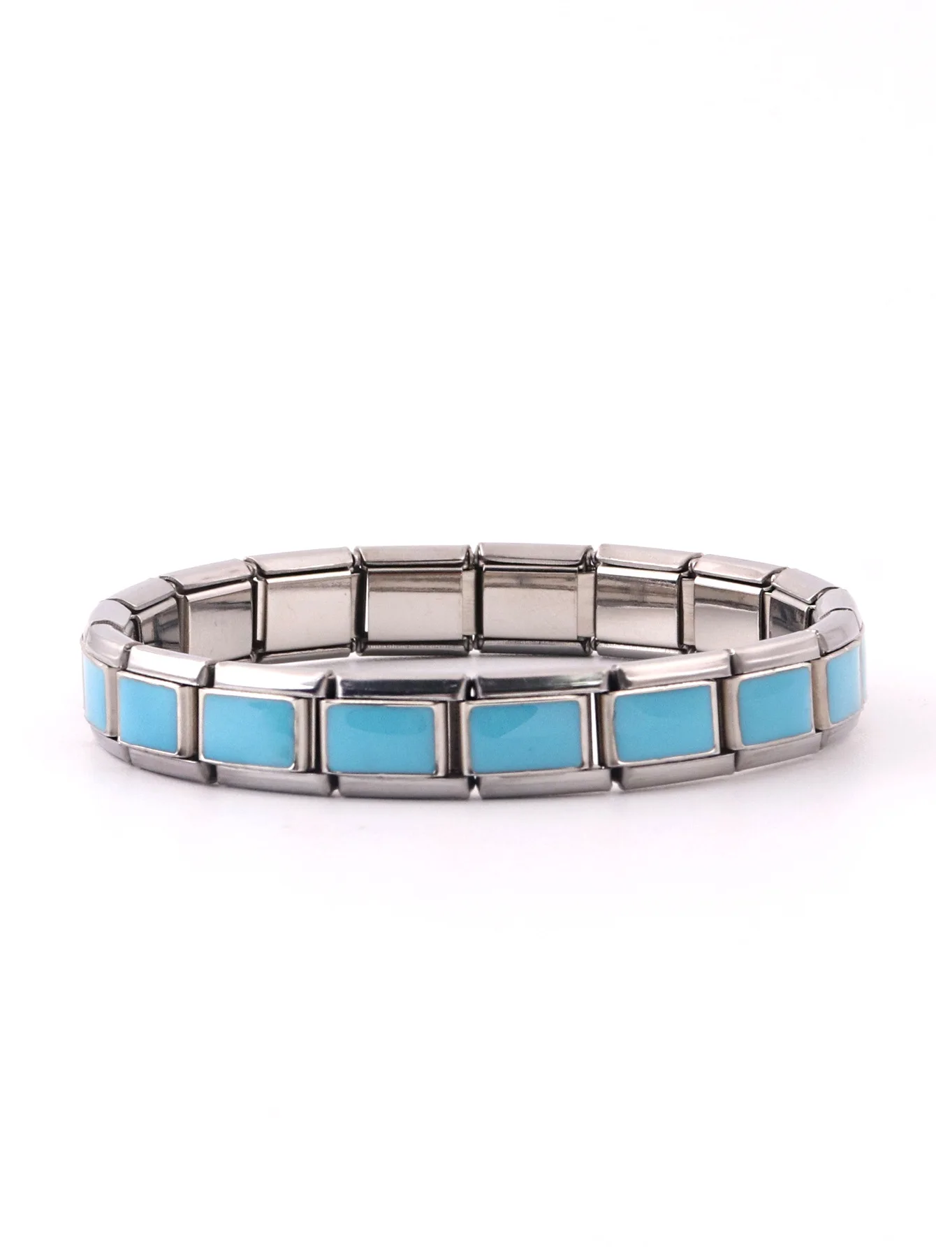 High quality blue stainless steel bracelets mens womens bracelets jewelry making elastic Italian charms link bracelet