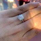 Wedding Ring Provence Moissanite Jewelry Pure 14K White Gold 2.5CT Cushion Cut Diamond Halo Moissanite Engagement Wedding Ring