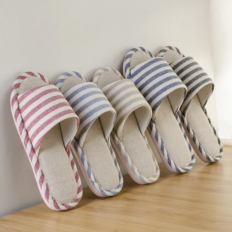 Household couple linen slippers Indoor anti-skid wear-resistant cotton and linen slippers Men's soft bottom slippers
