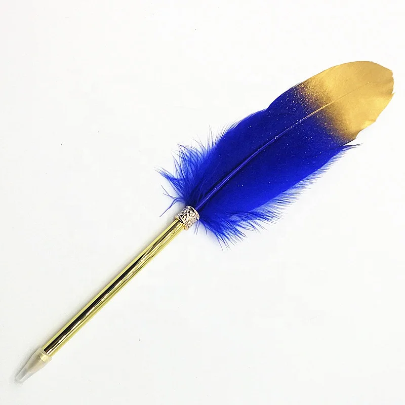 0.5mm Black Ink Colorful Feather Ballpoint Pens Retro Gold Pen Rod Office Stationery for Signature