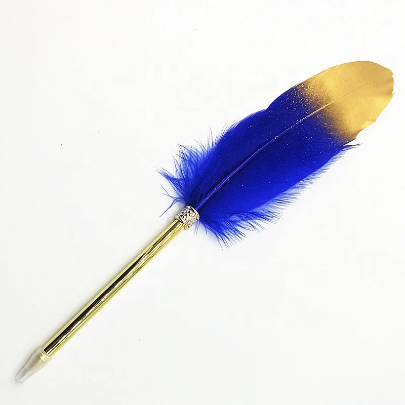 Black Ink Colorful Feather Ballpoint Pens Retro Gold Pen Rod Office Stationery for Signature