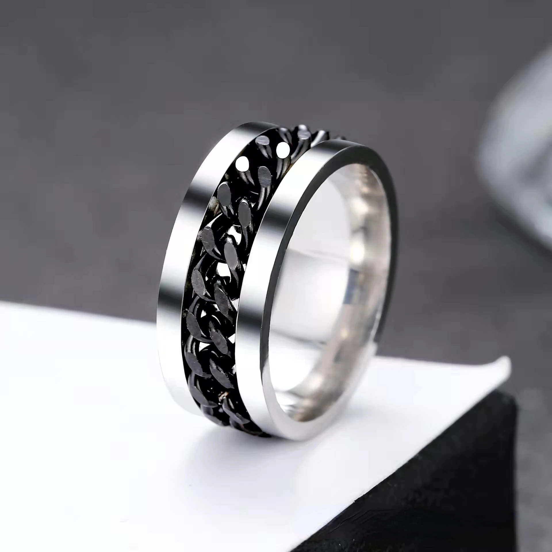 Hot Sale Titanium Steel Spinner Fidget Rings Anxiety Rings Stress