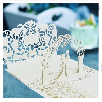 Custom Luxury Laser Cut 3d Handmade Pop Up wedding invitations Card invitation card With Envelope