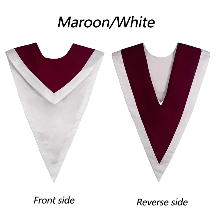 Two Color Satin Reversible Matte Front Choir Stole V Stole Reversible Choir Stoles with Border details