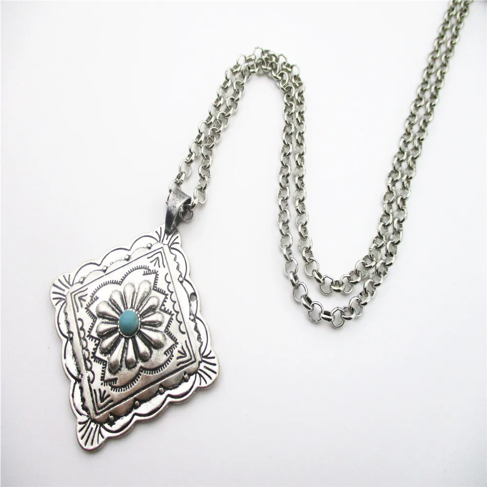 Silver Burnished With Turquoise Stone 