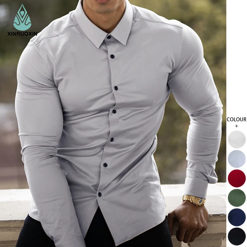 Wholesale Direct Sales Original Quality  Long Sleeve Fitness Men Mens Casual Shirts Long Sleeve With New Currents