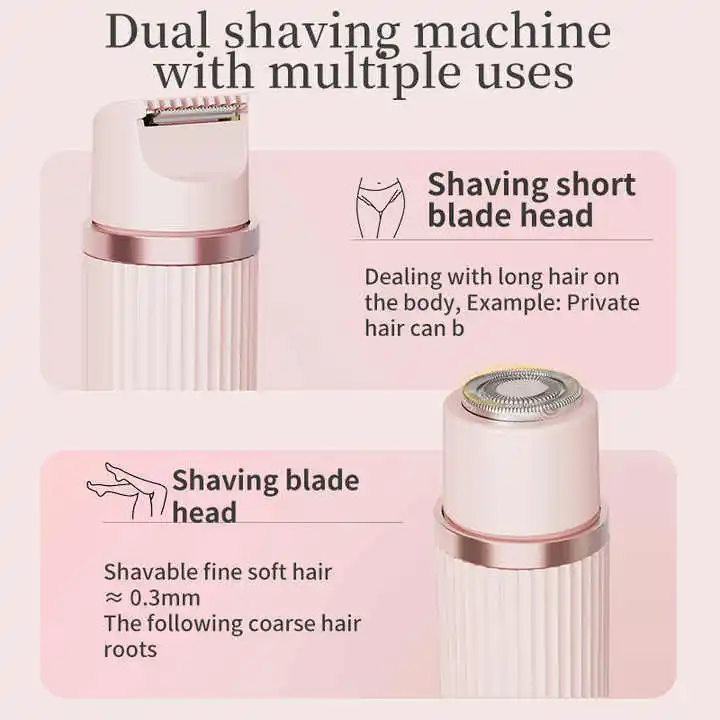 New 2 in 1 USB Rechargeable Women Shaver Painless Hair Trimmer Portable Waterproof Double Head Body Epilator