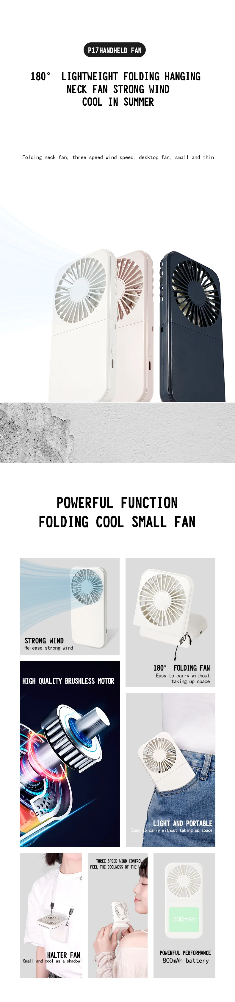 Foldable Neck Handheld Fan, USB, 5V, Battery - detail 2