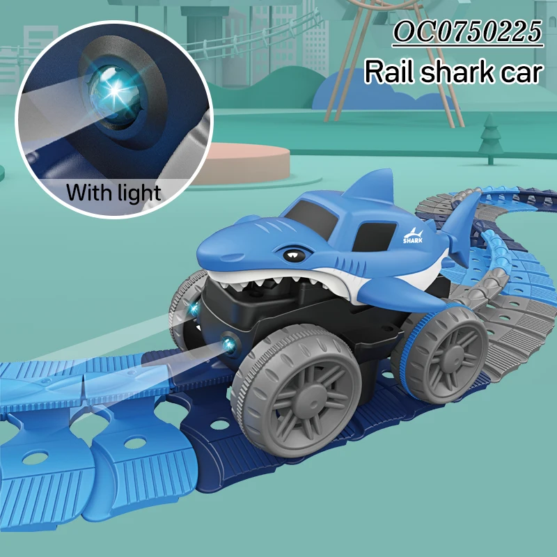 92PCS Electric shark car child mini slide racing track set toy 2022 with light