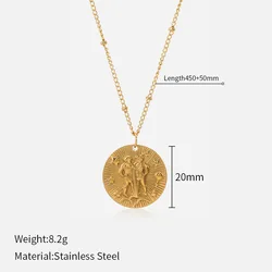 Fashion 18k Gold Plated Stainless Steel 12 Zodiac Constellations Pendant Necklace Women Choker Necklace Jewelry For Gift