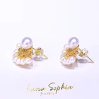 Pearl Earrings China Wholesale Price Gilded Injection Natural Freshwater Pearl Fan Stud Earrings