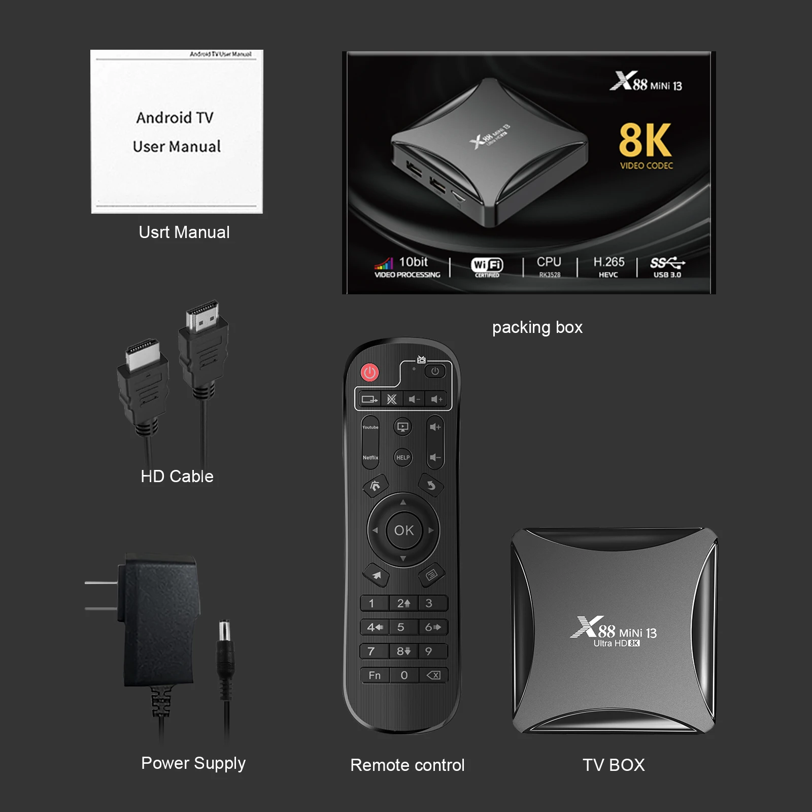 X88 Pro Mini 13 Rk3528 Android 13 Smart Tv Box 4gb 32gb Dual Wifi