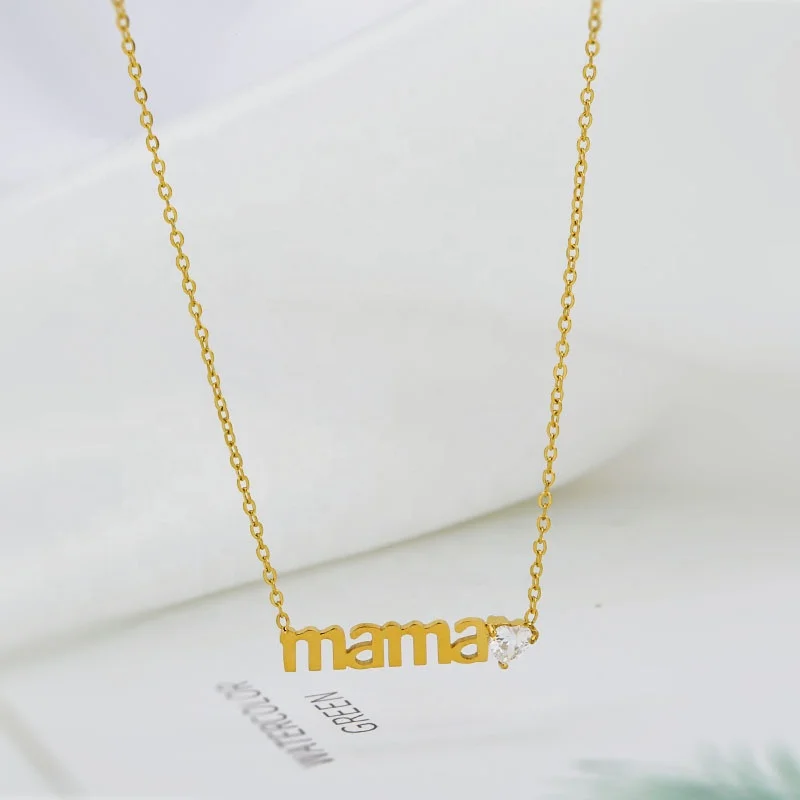 18K Gold Plated Mama Name Necklace Stainless Steel Fashion Jewelry Mother's Day Gift Mom Mum Mommy Charm Necklace