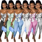 Clothing LW851 2021 2021 Summer Sexy Sling 2 Pieces Sets Women Clothing Print 2 Piece Pants Set