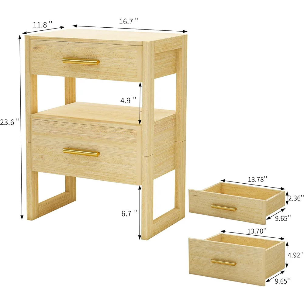 Modern Wood Nightstand Motion Sensor Night Light Wooden Bedside Table End Table for Home Use Sofa Side Table Storage Drawer supplier