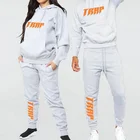 Printed Print Custom Logo Pullover Oversize Sports Tracksuit Plain Printed Gym Hoodies Set