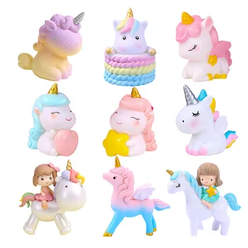 Unicorn Cake Decoration Rainbow Trojan Horse Rocking Horse Girl Boy Baby Birthday Cupcake Topper Happy Birthday Party Decor Kids