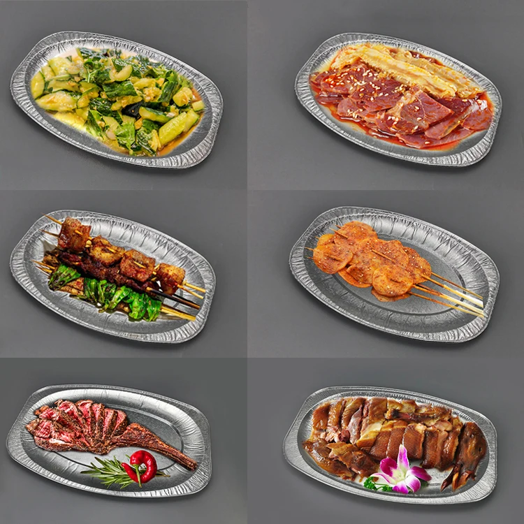 product tb87 large shaped aluminum plate rapid heat conduction lightweight portable microwave safe foil bowl-6