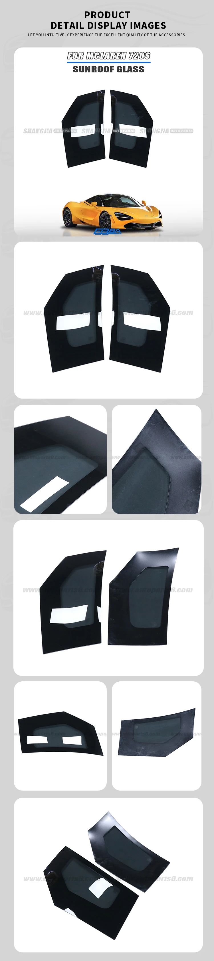product skylight glass performance car roof sunroof glass for mclaren 720s oe 14ac804cp534-3