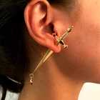 Earrings Gold Sliver Personality Single Cystal Sword Earrings For Women