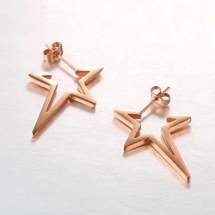 18K Gold Plated Stainless Steel Jewelry Star Stud Earring for Women Earring E5261