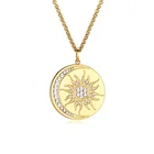 Jewelry Moon Gemnel Jewelry Charm Diamond Sun And Moon Coin Pendant Gold Necklace