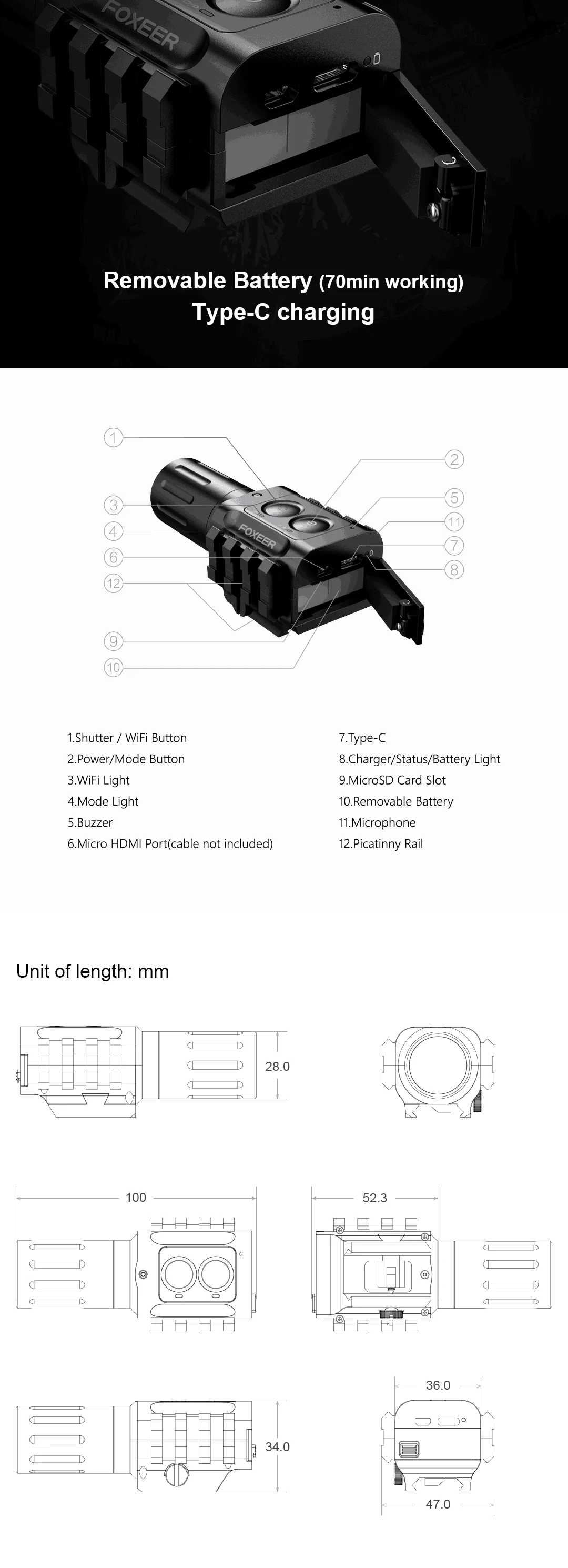 Foxeer Legend 4k 25mm/35mm/50mm Airsoft Scope Fpv Action Mini Camera