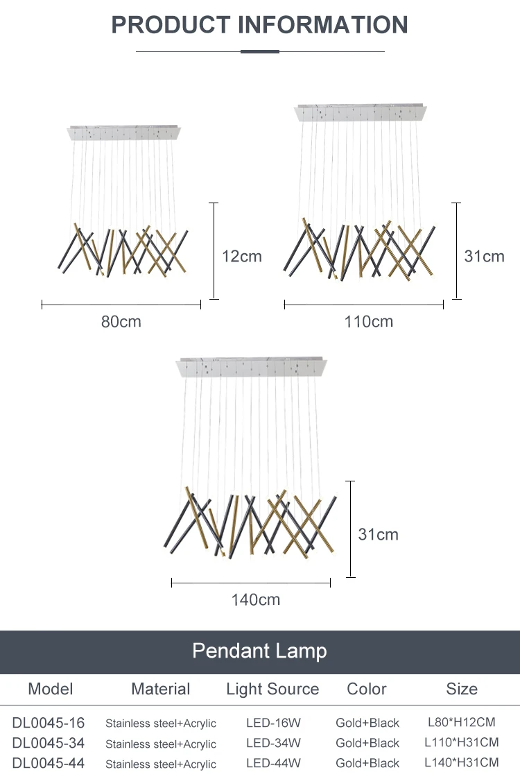 dl0045 high quality modern hotel lobby dining room decoration aluminum brass led pendant lamp -2