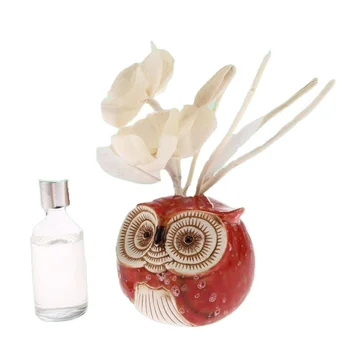 Ceramic Red Owl Perfume Flower Reed Diffuser, Air cleaner Zen Room Home