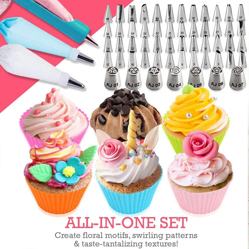High Quality 333Pcs Cake Decorating Tools Kit Cake Turntable Set With Non Stick Baking Pan and Numbered Piping Tips