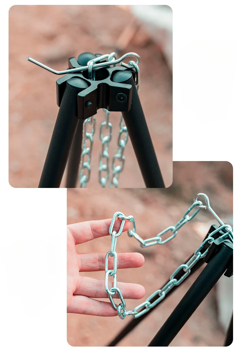 3 Sections Outdoor Camping Cooking Stand Durable Aluminum Alloy Tripod Hanging BBQ Grill for Campfire Picnic