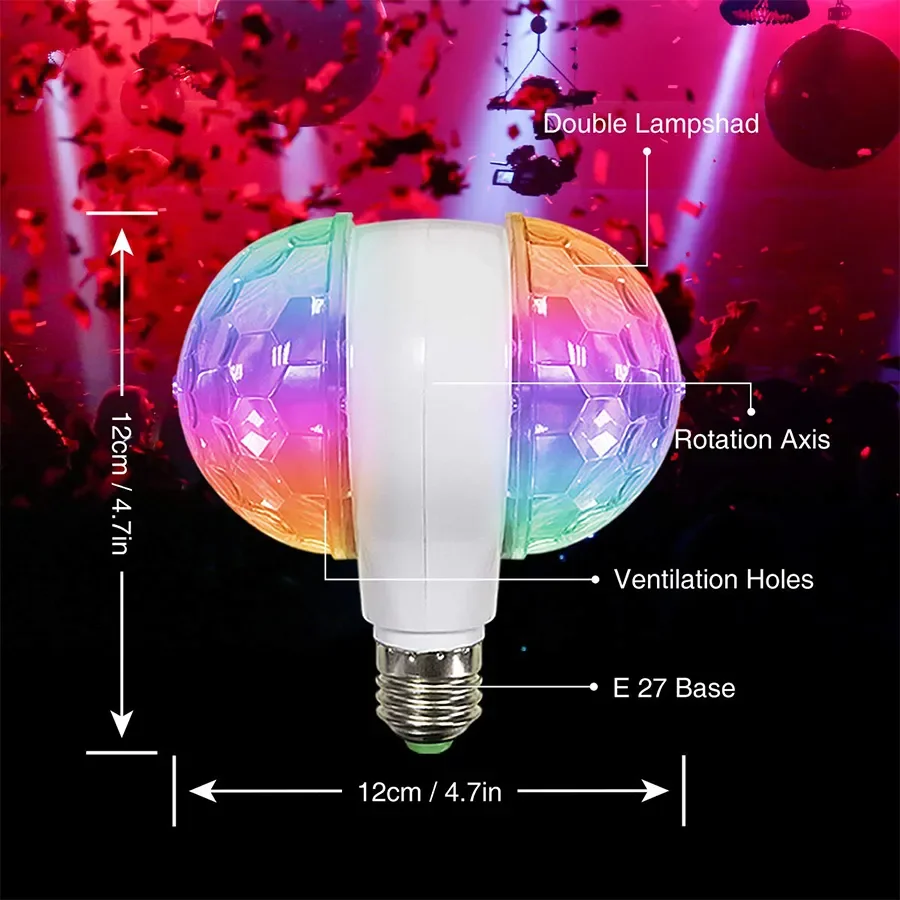 E27 RGB Disco Lights Strobe Light 6W AC85-265V DJ Stage Lamp Bulb For Holiday Birthday Party Club Halloween Home Decoration