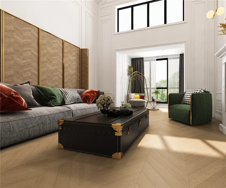 Popular Design Light Natural Color Fishbone Chevron Herringbone Oak Flooring Parquet